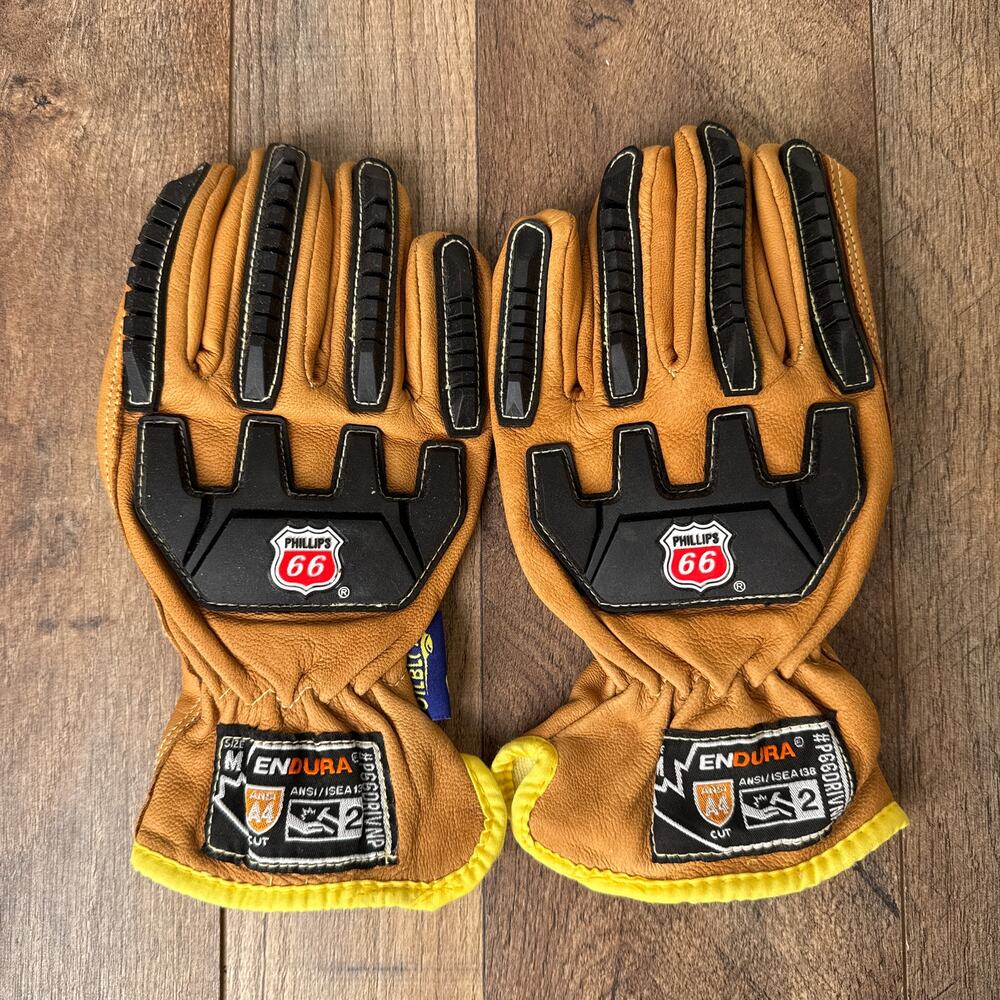 Work Gloves OILBLOC Endura Phillips 66 Leather ANSI A4 Cut-Resistant SZ Medium‎